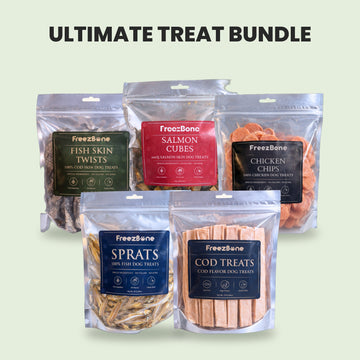 Freezbone Ultimate Dog Treat Bundle – 5 All-Natural Fish & Chicken Treats (Value Size)