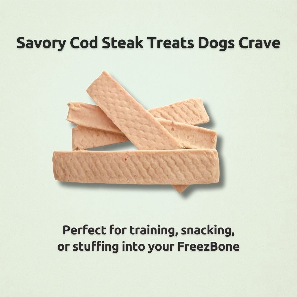 Freezbone Cod Dog Treats – Made with Real Cod (Value Size 8 oz)