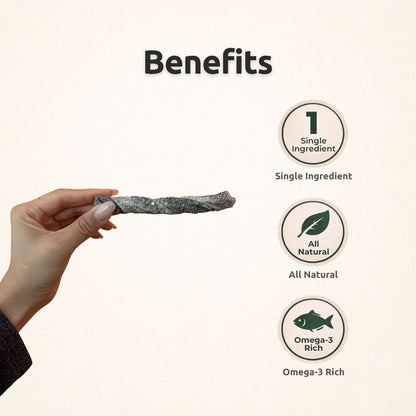 Freezbone Fish Skin Twists Dog Treats- Single Ingredient (Value Size 8 oz)