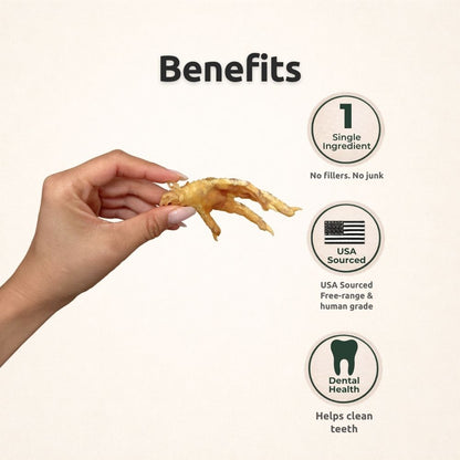 Freezbone Whole Chicken Feet Dental Treats for Dogs - Human Grade - Single Ingredient