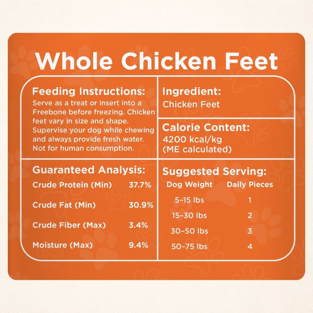 Freezbone Whole Chicken Feet Dental Treats for Dogs - Human Grade - Single Ingredient