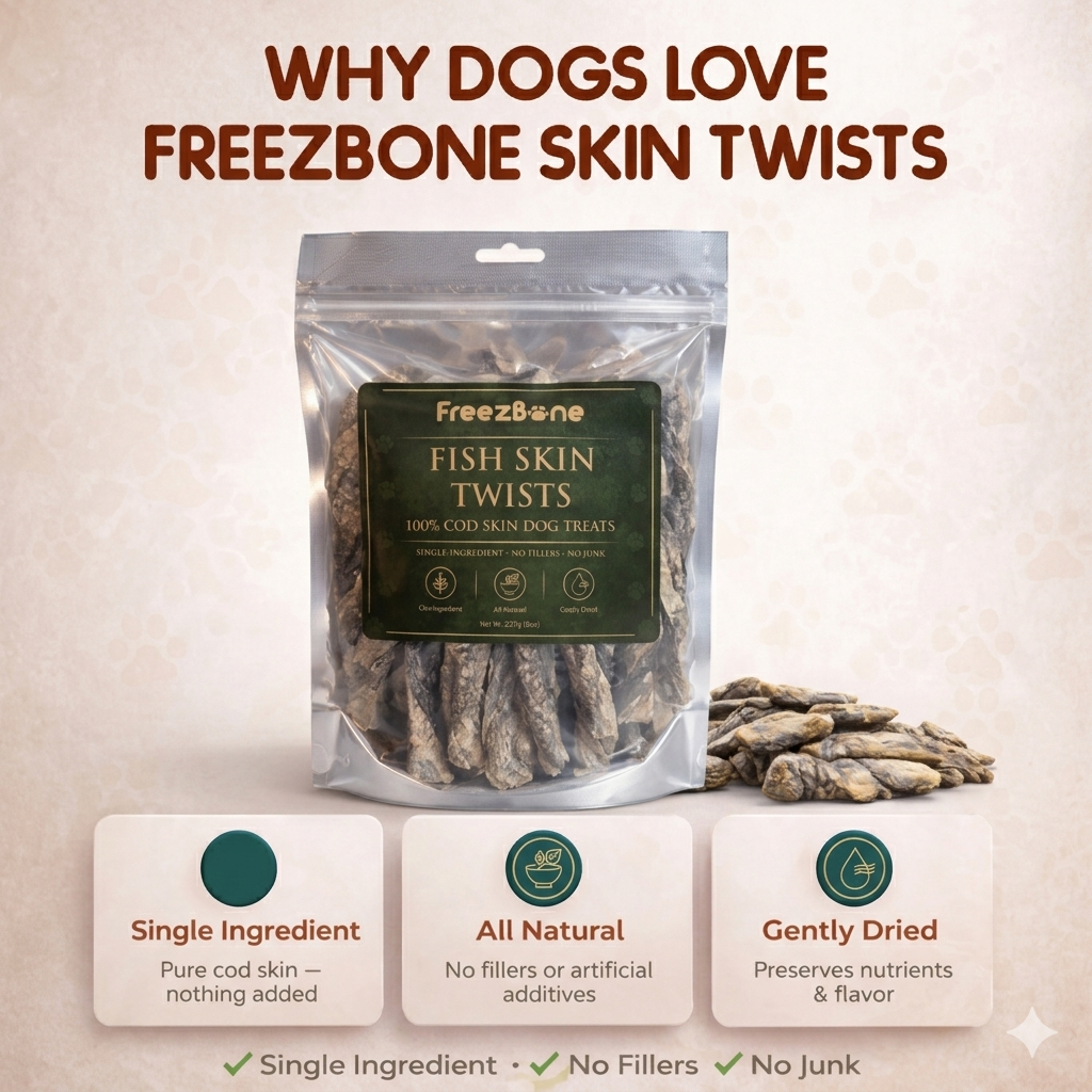 Fish Skin Twists – 100% Cod Skin Dog Treats (8 oz)