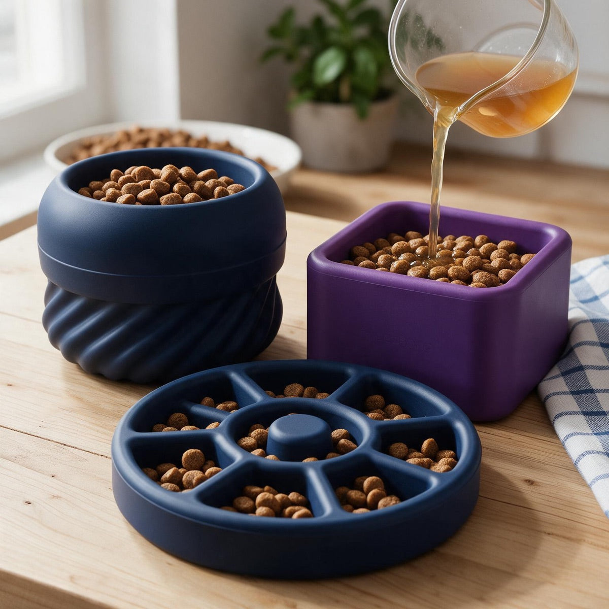 Freezbone Complete Dog Enrichment Bundle filled with broth + kibble