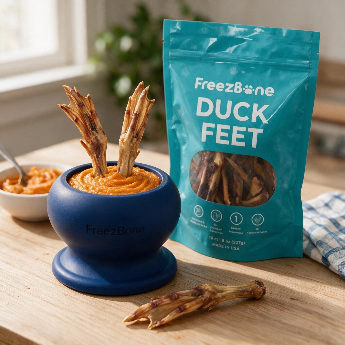 Filling a Crunchy Feet Bundle with a soft treat