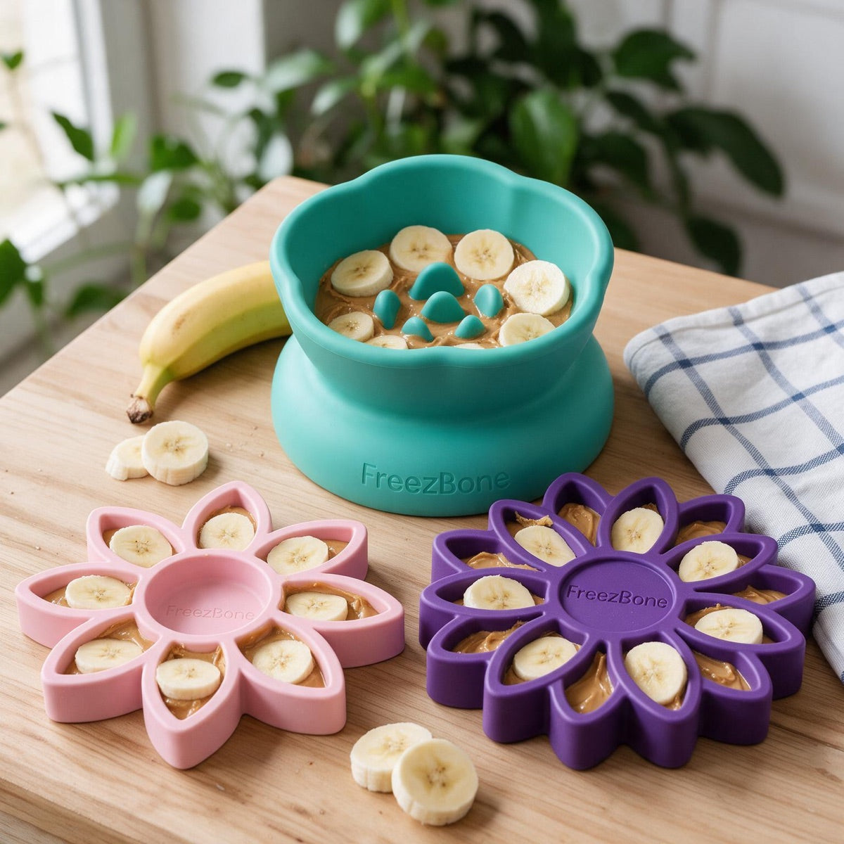 Flower Bundle filled with peanut butter + banana