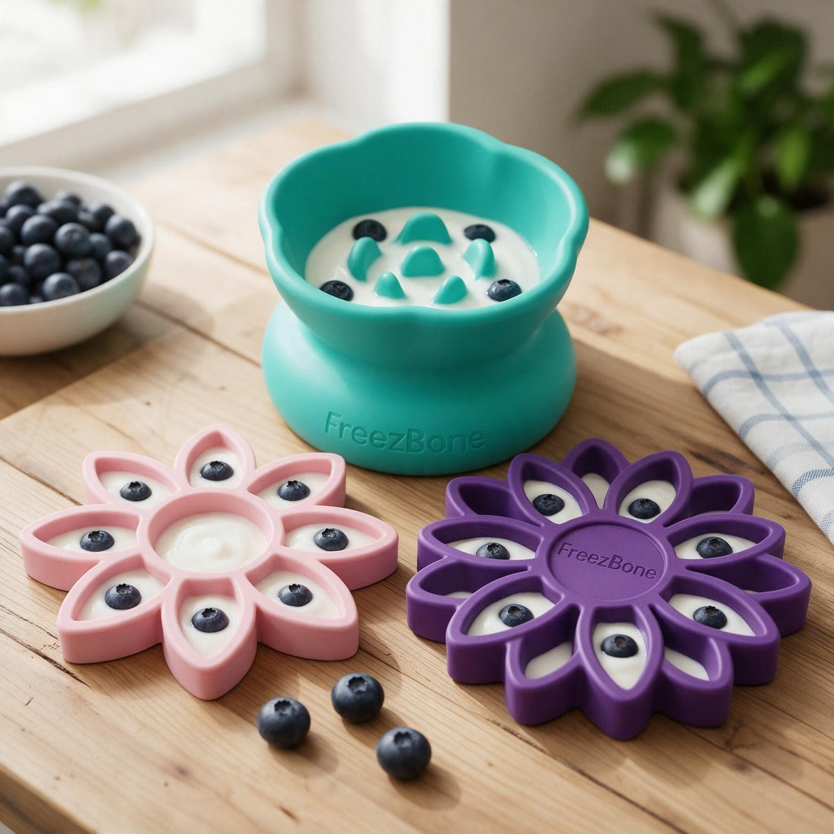 Flower Bundle filled with yogurt + blueberries