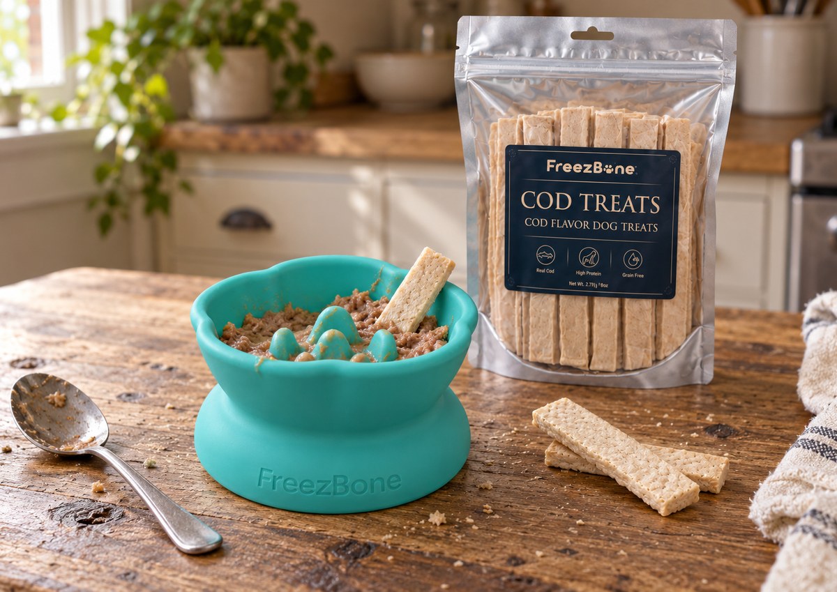 Cod Dog Treats in a Freezflower Cup