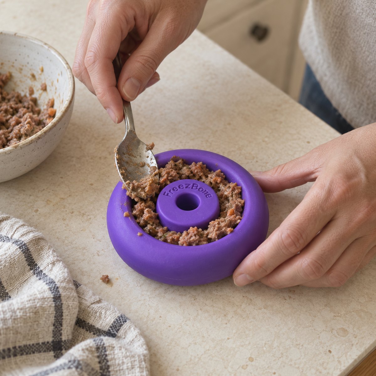 Filling a Freez Doughnut  with a soft treat