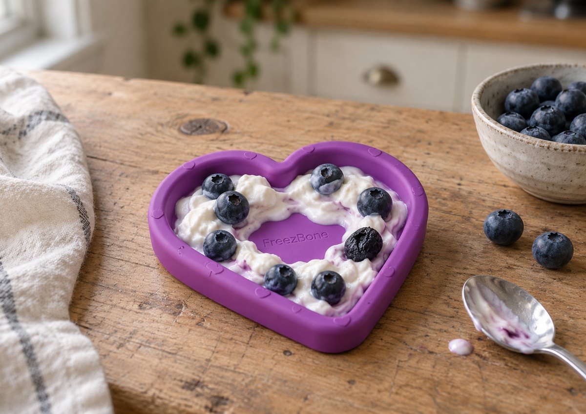 FreezHeart  filled with yogurt + blueberries