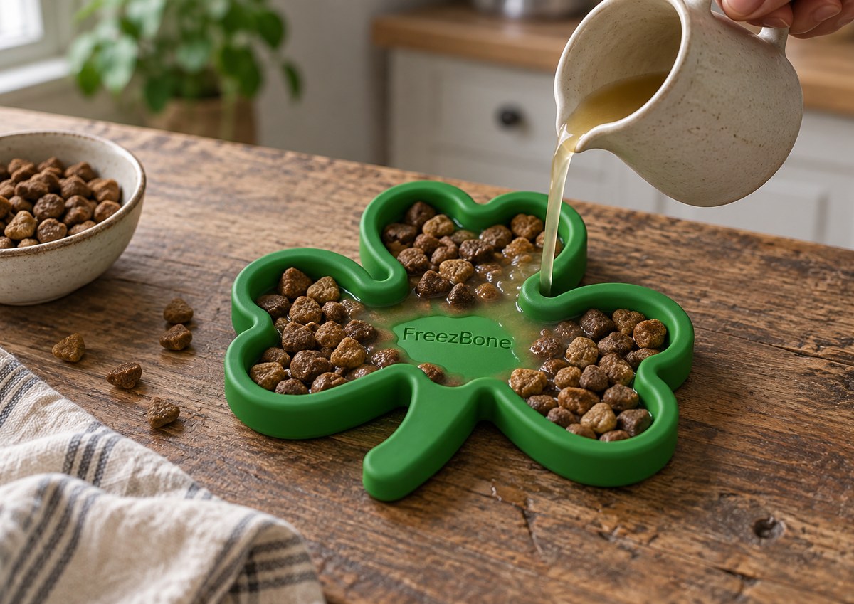 FreezShamrock filled with broth + kibble