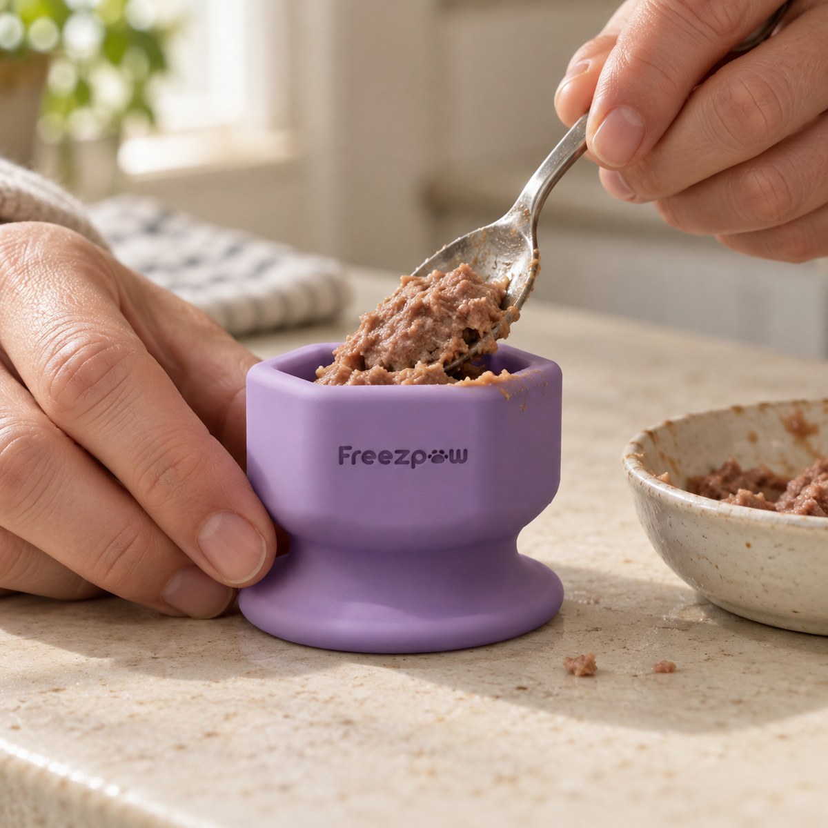 Filling a FreezSip with a soft treat