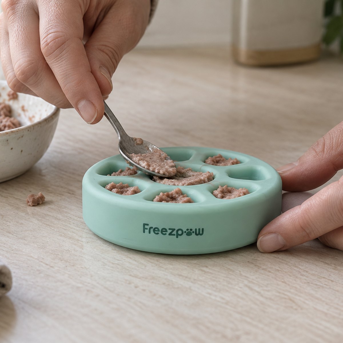 Filling a FreezSpin  with a soft treat