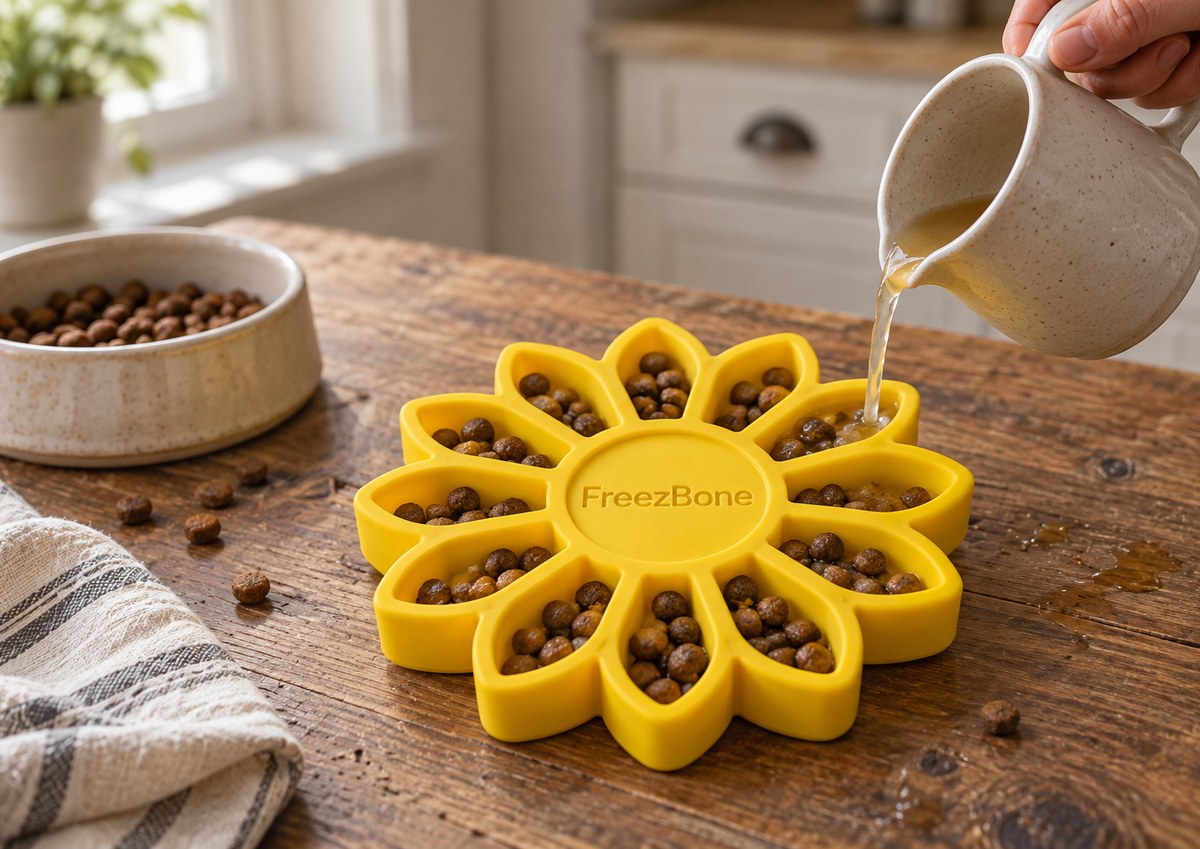 FreezSunflower filled with broth + kibble