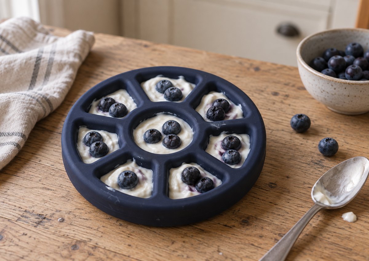 FreezWheel filled with yogurt + blueberries