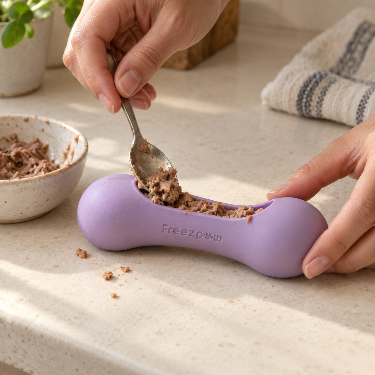 Filling a FreezWhisk with a soft treat