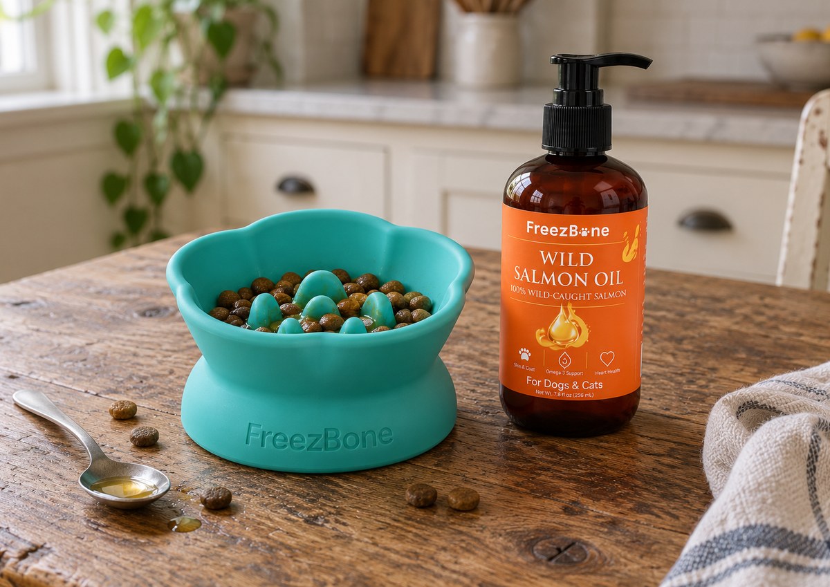 Wild Salmon Oil For Dogs & Cats in a Freezflower Cup