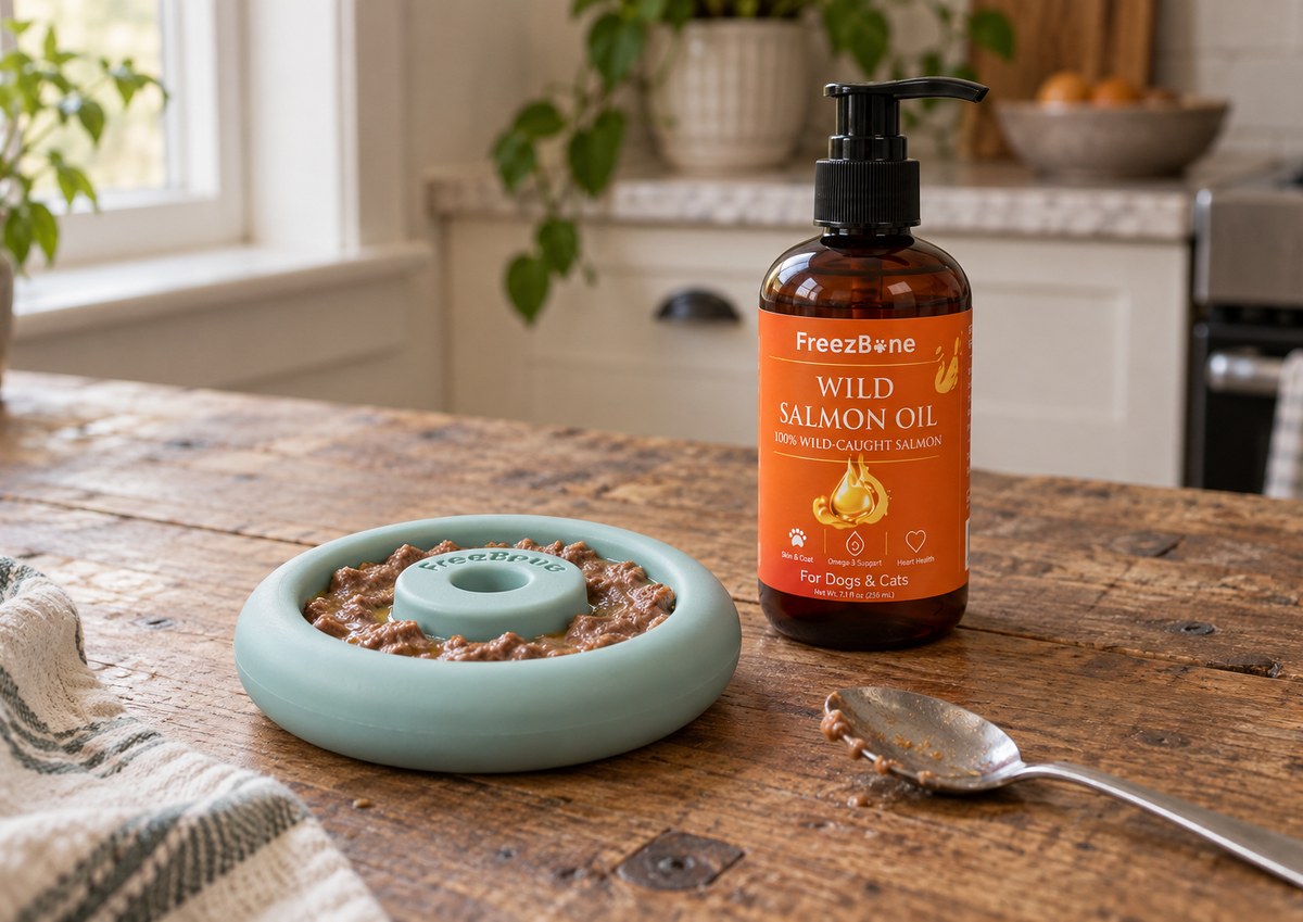 Wild Salmon Oil For Dogs & Cats in a Freezring